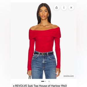 House of Harlow 1960 Scarlet Off-Shoulder Top